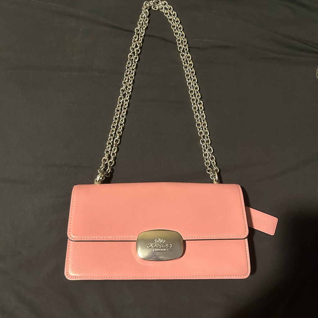 Coach Eliza Flap Crossbody Bag In True Pink Silver